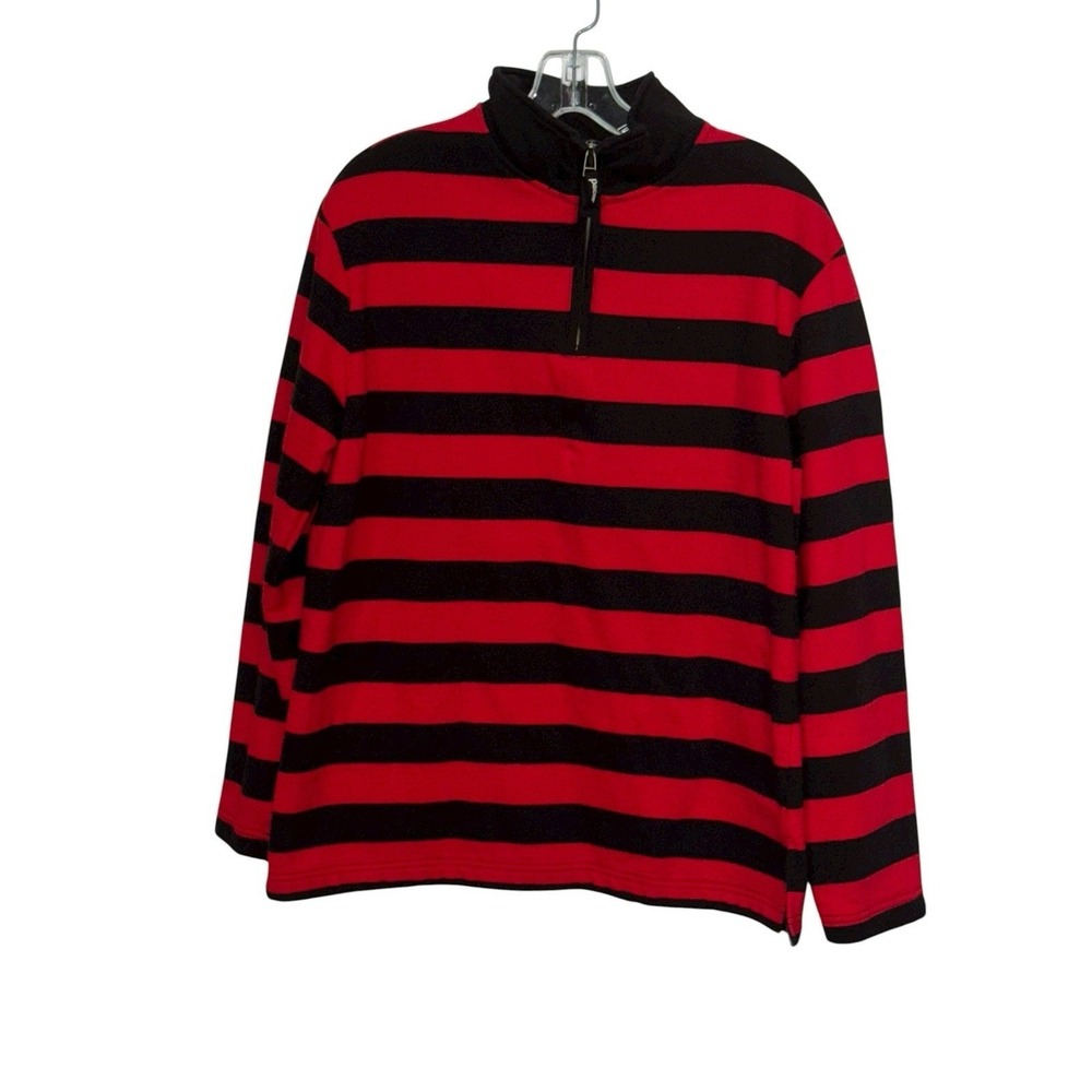 Pacer Sweatshirt Mens‎ 1/4 Zip Red Black Striped Sz M Long Sleeve Freddy Krueger